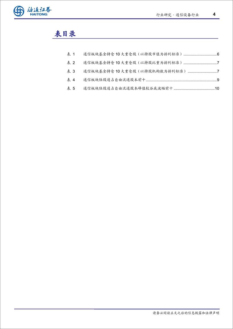 《通信设备行业跟踪报告：2019Q2通信基金持仓触历史低位，行业步入景气周期、机会看好-20190724-海通证券-13页》 - 第5页预览图