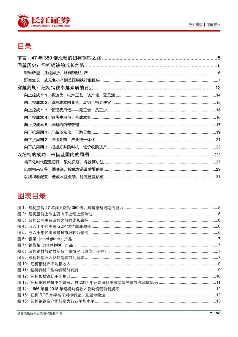 《钢铁行业周期海外龙头复盘系列1：比较思维看周期必读10篇专题研究之7，半个世纪350倍的纽柯钢铁-20190917-长江证券-32页》 - 第3页预览图