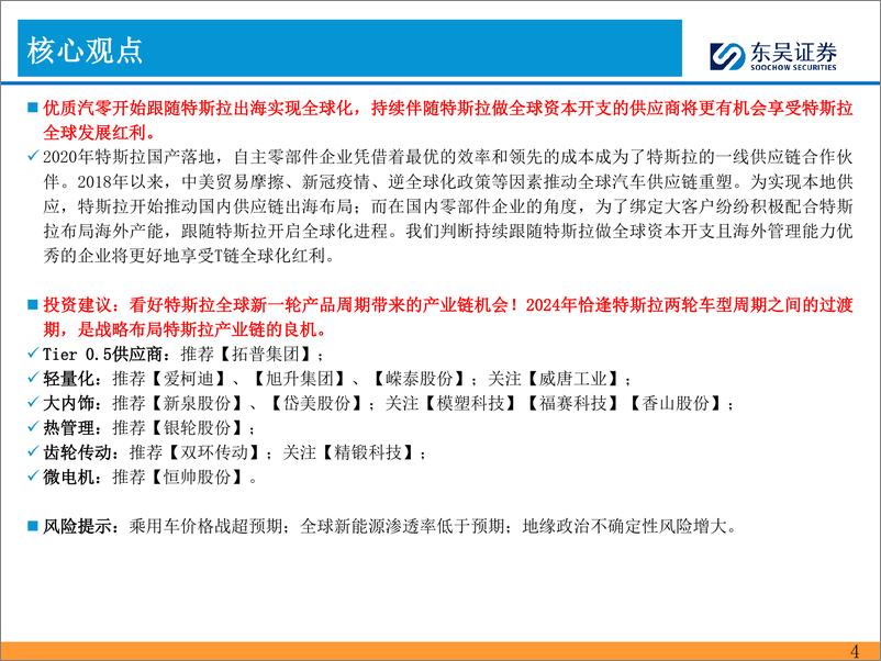 《2024年汽车零部件的思考（一）：战略布局特斯拉产业链的良机》 - 第4页预览图