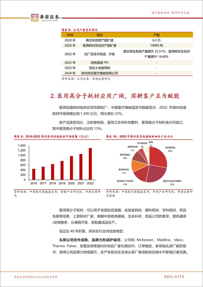 《华源证券-拱东医疗-605369-医用高分子供应商，业绩将重回快速增长》 - 第8页预览图