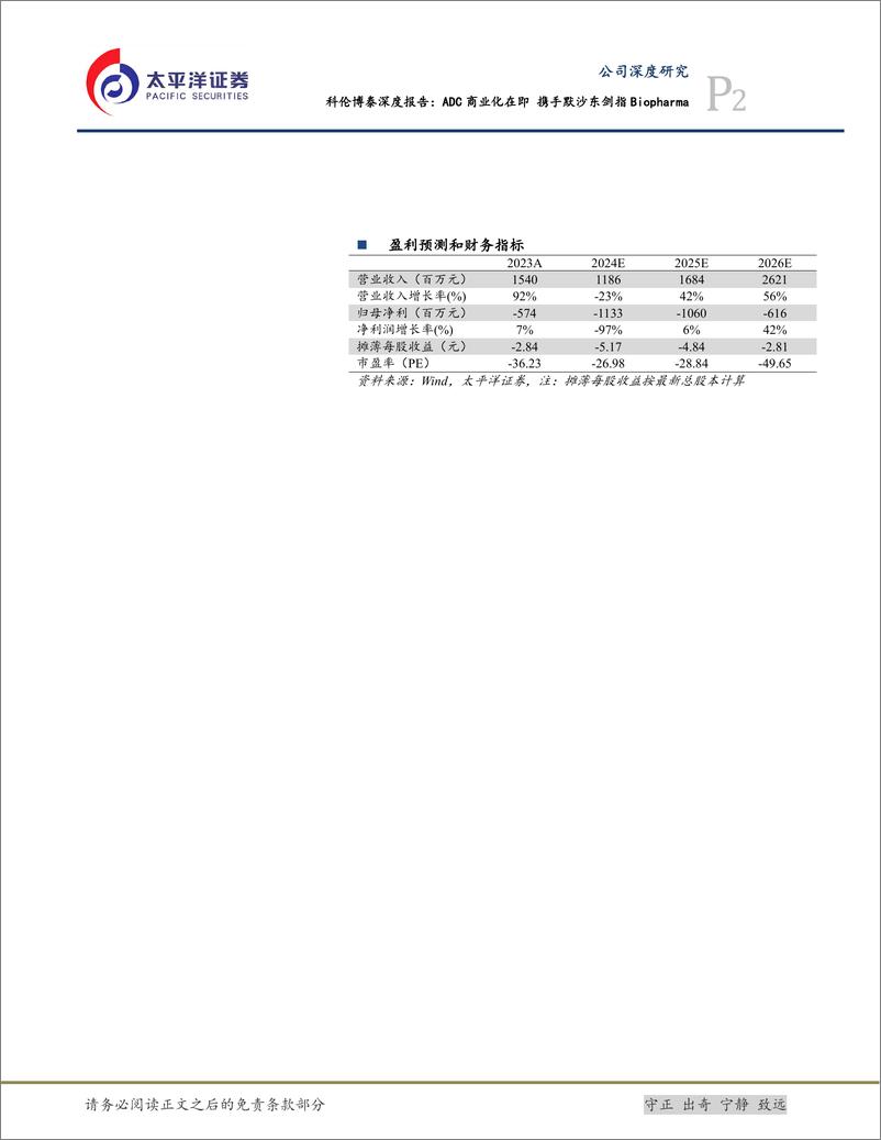 《太平洋-科伦博泰生物-B-06990.HK-科伦博泰深度报告：ADC商业化在即，携手默沙东剑指Biopharma》 - 第2页预览图