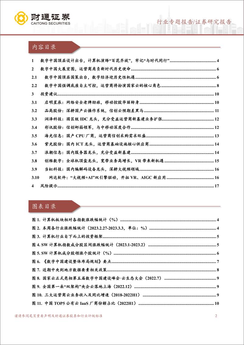 《计算机行业：数字中国大展宏图，运营商肩负新时代历史使命-20230305-财通证券-18页》 - 第3页预览图