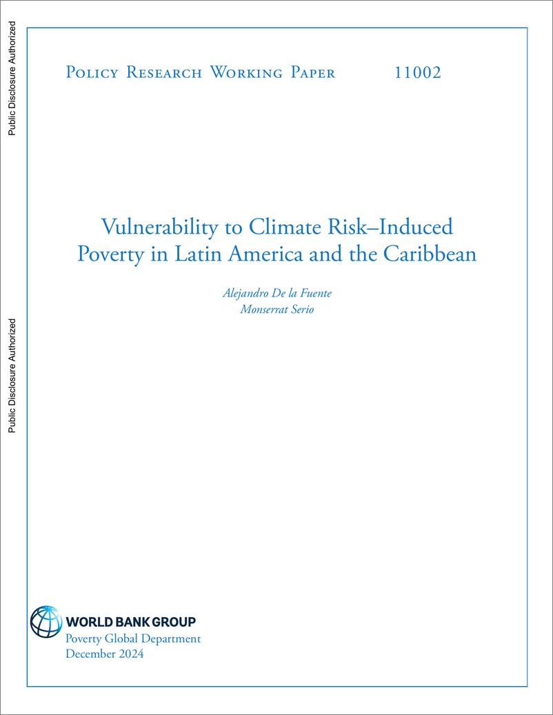《世界银行-拉丁美洲和加勒比地区易受气候风险引发的贫困影响（英）-2024.12-59页》 - 第1页预览图