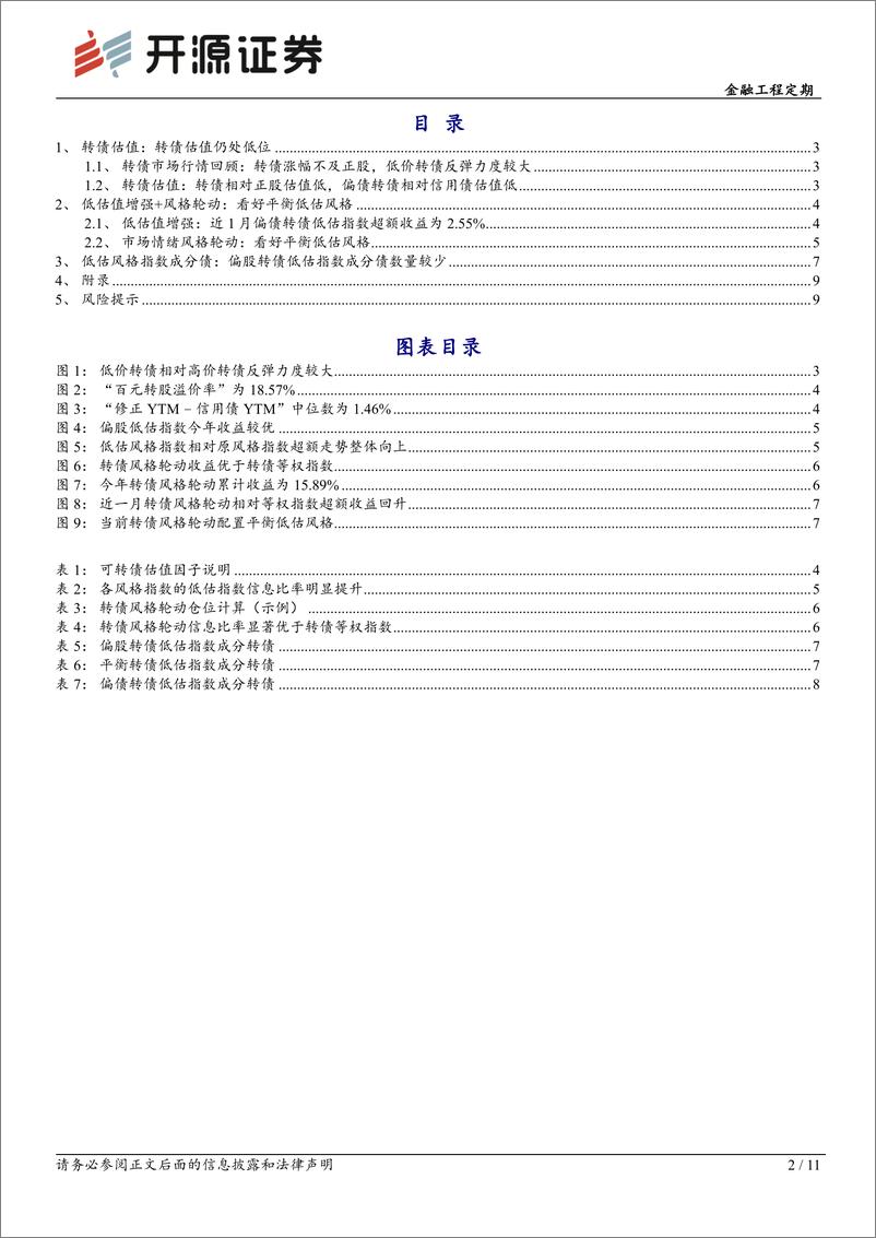 《转债配置月报-2024年11月转债配置：看好平衡低估风格-241117-开源证券-11页》 - 第2页预览图