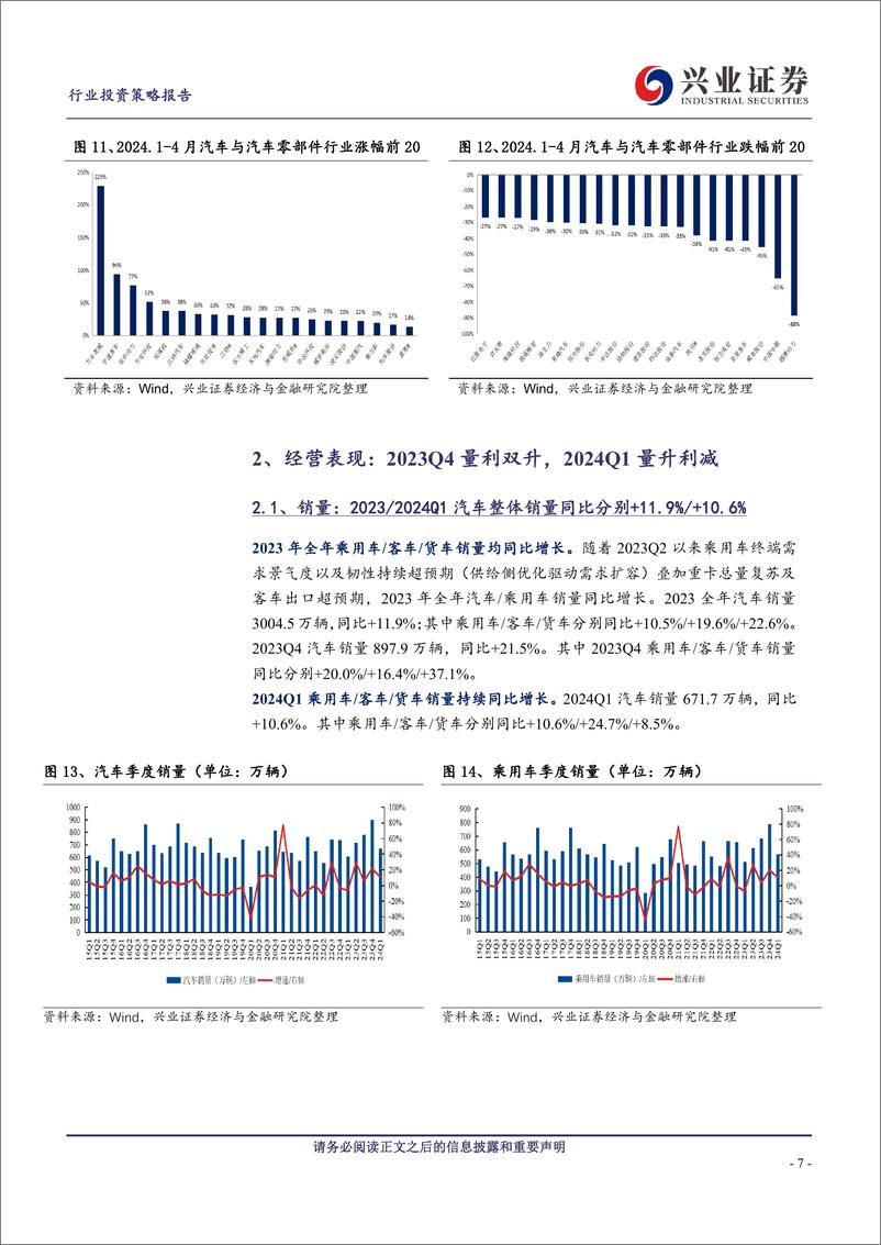 《汽车行业板块2023年报及2024一季报总结：销量及收入表现亮眼，客车板块一枝独秀-240508-兴业证券-17页》 - 第7页预览图