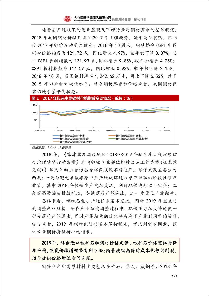 《大公国际-钢铁行业2019年信用风险展望-2019.1-9页》 - 第6页预览图