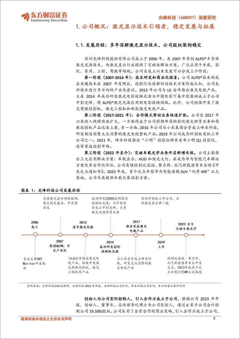 《光峰科技-688007.SH-深度研究：激光显示革新者，基石业务稳健＋车载光学开启新成长曲线-20240604-东方财富证券-32页》 - 第6页预览图