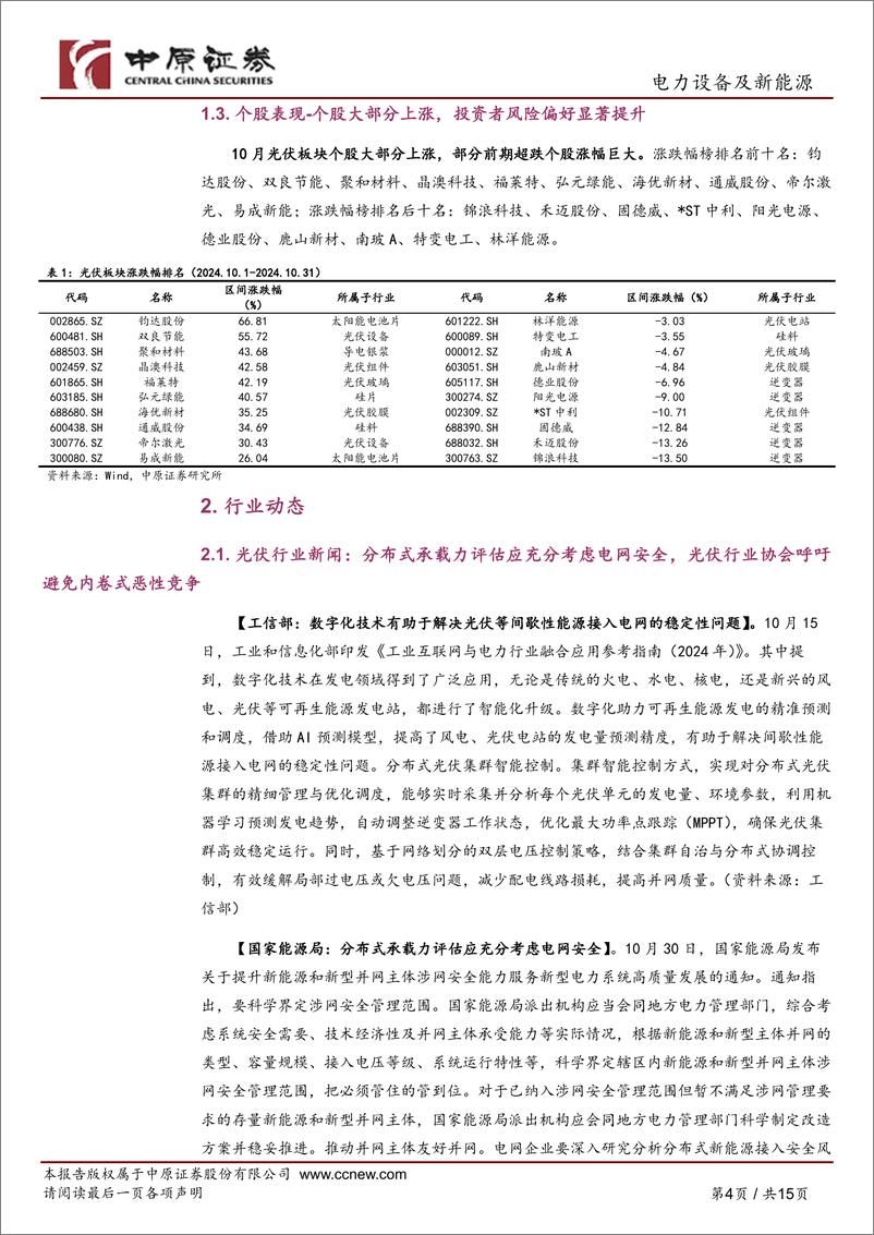 《光伏行业月报：协会呼吁依法合规参与市场竞争，建议关注各细分领域头部企业-241031-中原证券-15页》 - 第4页预览图