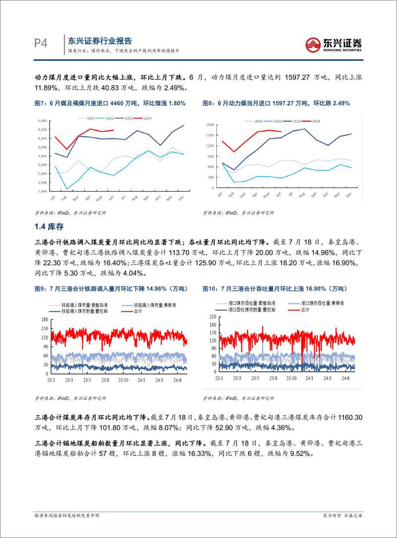 《煤炭行业报告：煤价承压，下游焦企的产能利用率继续提升-240801-东兴证券-13页》 - 第4页预览图