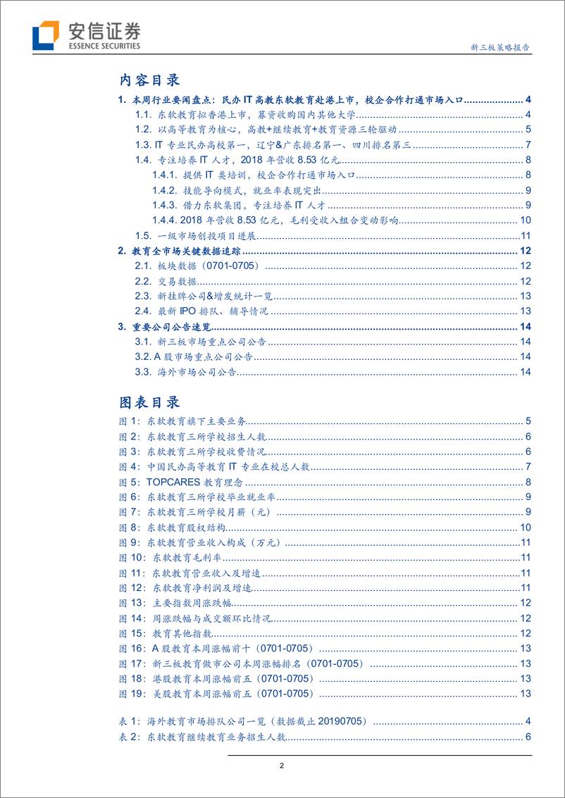 《全市场教育行业策略报告：民办IT高教东软教育赴港上市，校企合作打通市场入口-20190711-安信证券-16页》 - 第3页预览图