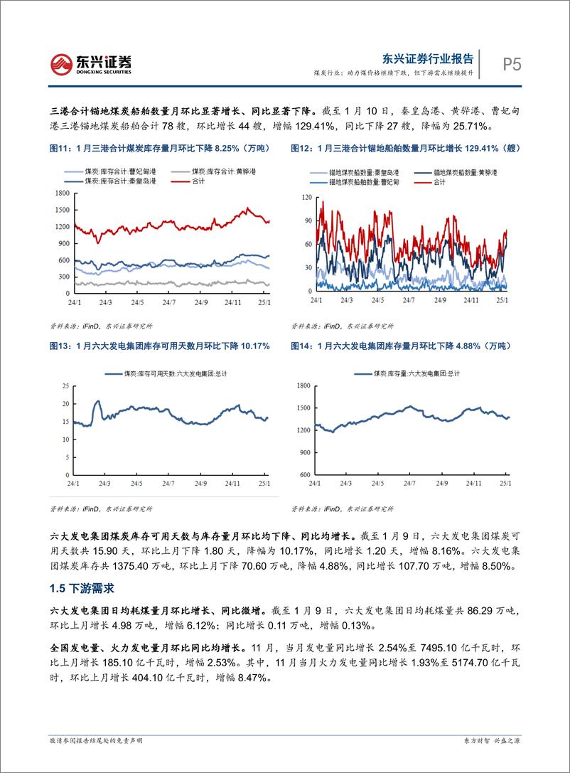 《煤炭行业报告：动力煤价格继续下跌，但下游需求继续提升-250113-东兴证券-10页》 - 第5页预览图