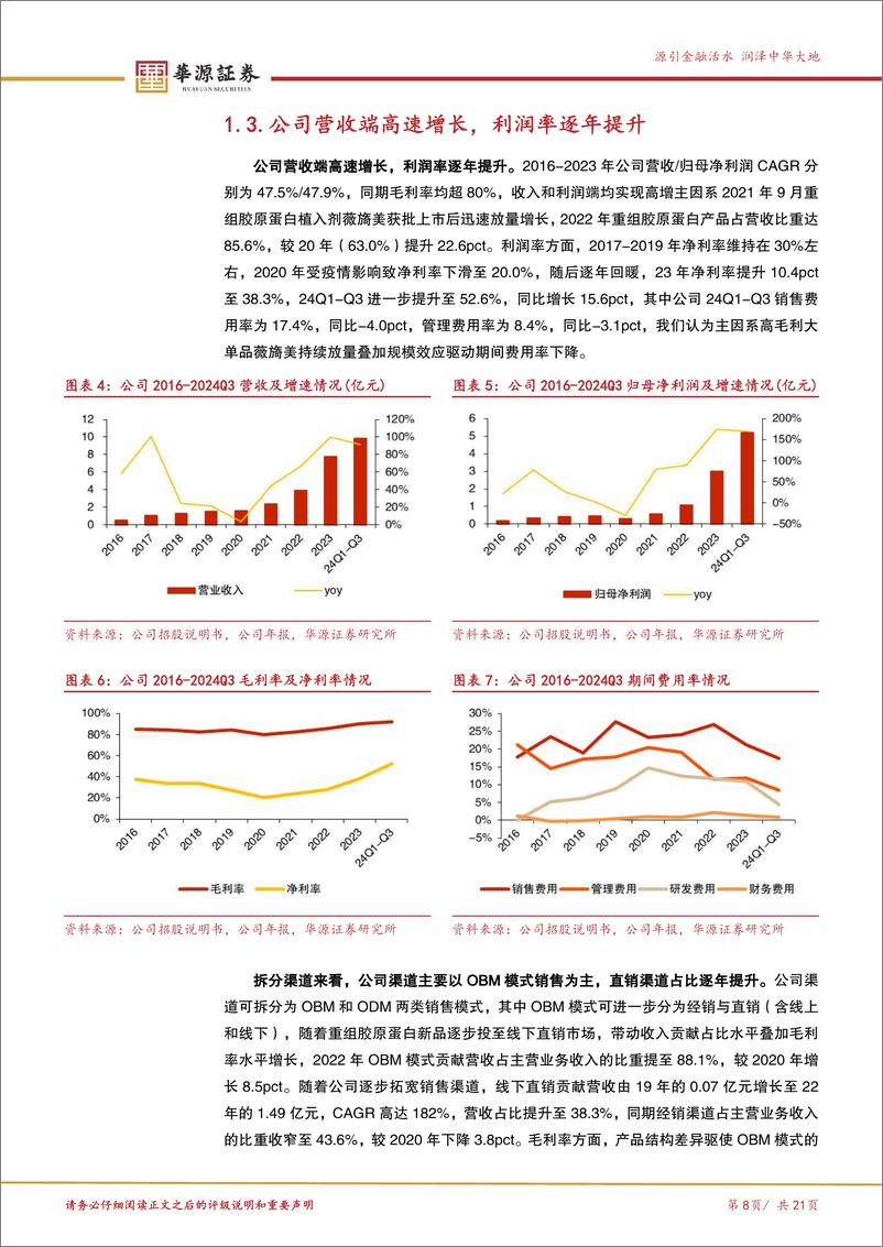 《锦波生物(832982)重组胶原蛋白研究及产业化先行者，未来增长可期-241119-华源证券-21页》 - 第8页预览图