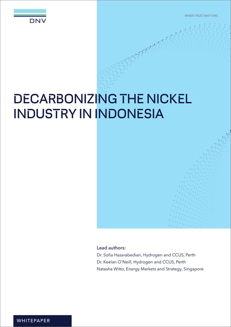 《DNV：2024印度尼西亚镍工业的脱碳报告（英文版）》 - 第1页预览图