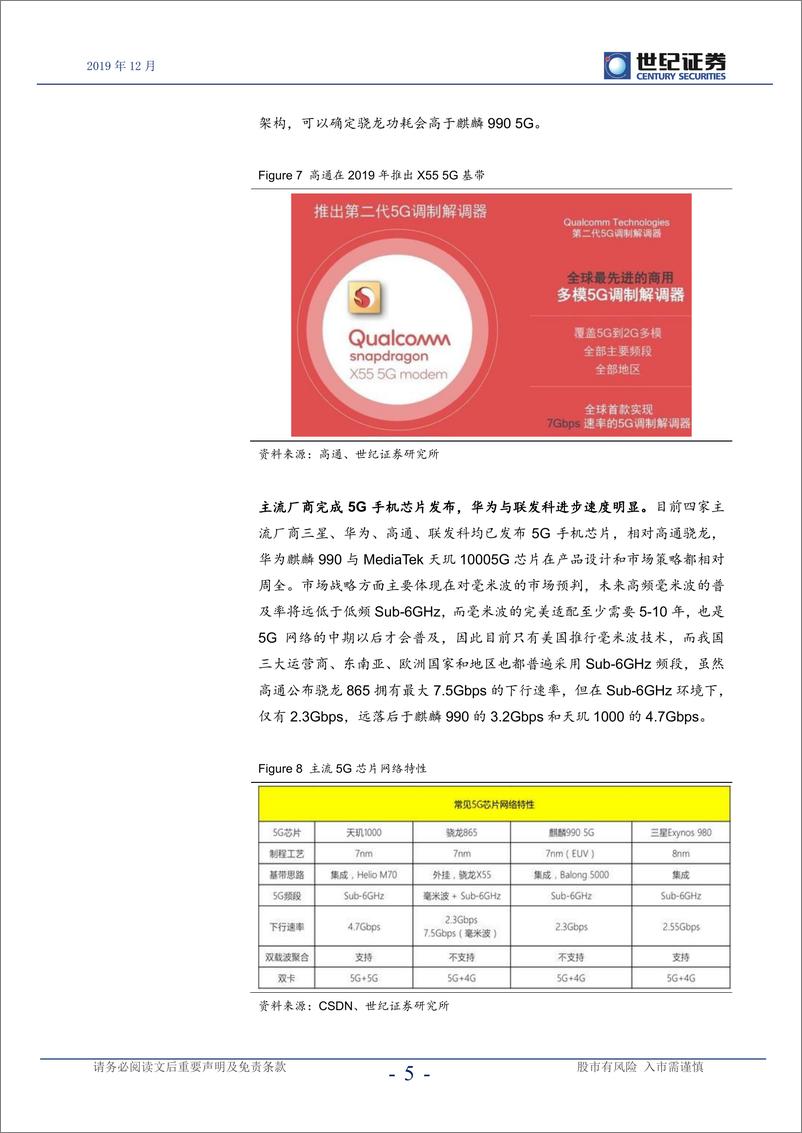 《半导体行业点评报告：高通发布全新5G平台，换机周期到来-20191210-世纪证券-10页》 - 第7页预览图