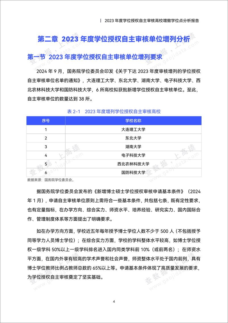 《高绩_2023年度学位授权自主审核高校增撤学位点分析报告》 - 第7页预览图