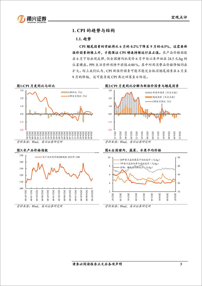 《6月价格数据分析：CPI与PPI的结构指向-240710-甬兴证券-10页》 - 第3页预览图