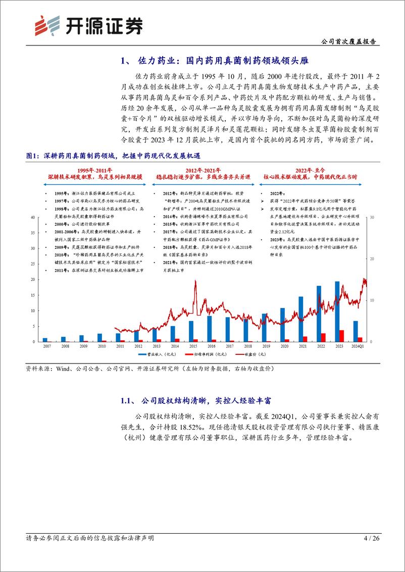 《开源证券-佐力药业-300181-公司首次覆盖报告：乌灵＋百令双轮驱动，打造国内药用真菌制药领头雁》 - 第4页预览图