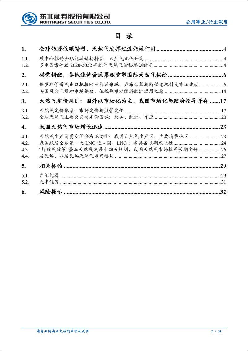 《公用事业行业国内外天然气总结与展望：国际天然气高位震荡，国内市场长期向好-20220606-东北证券-34页》 - 第3页预览图