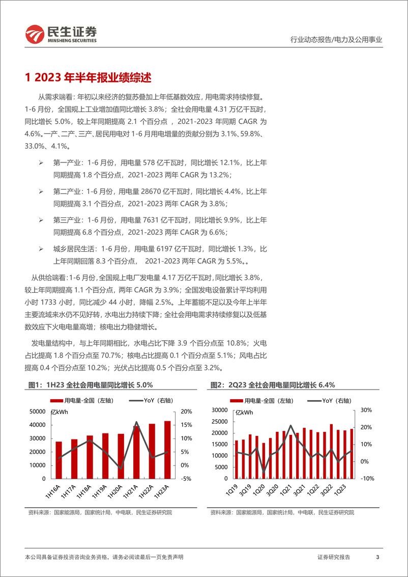 《电力行业2023年半年报业绩综述：轻舟已过万重山-20230902-民生证券-18页》 - 第4页预览图