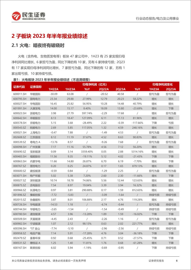 《电力行业2023年半年报业绩综述：轻舟已过万重山-20230902-民生证券-18页》 - 第7页预览图