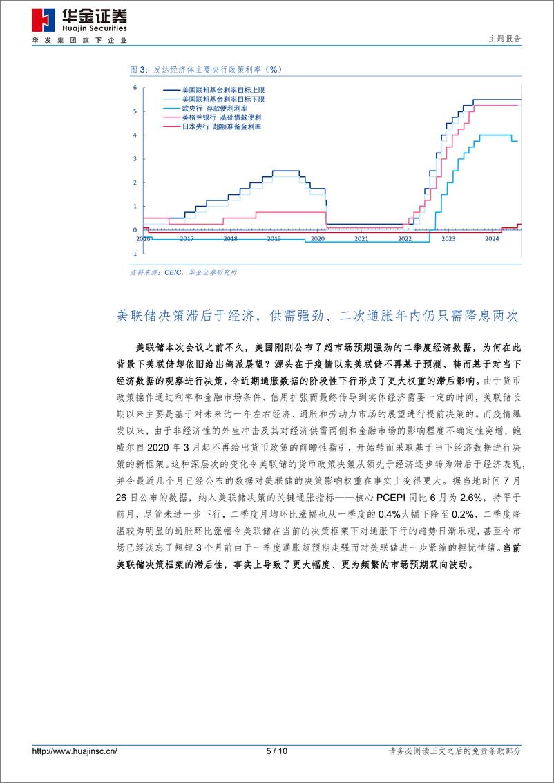 《美联储、日央行7月决议分析：强降弱升，美日央行决策背离合理么？-240801-华金证券-10页》 - 第5页预览图