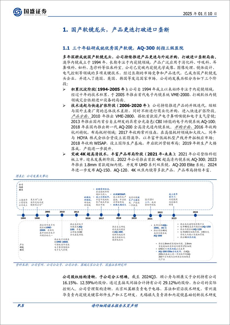 《澳华内镜(688212)国产软镜龙头，AQ-300引领4K新纪元-250110-国盛证券-38页》 - 第5页预览图