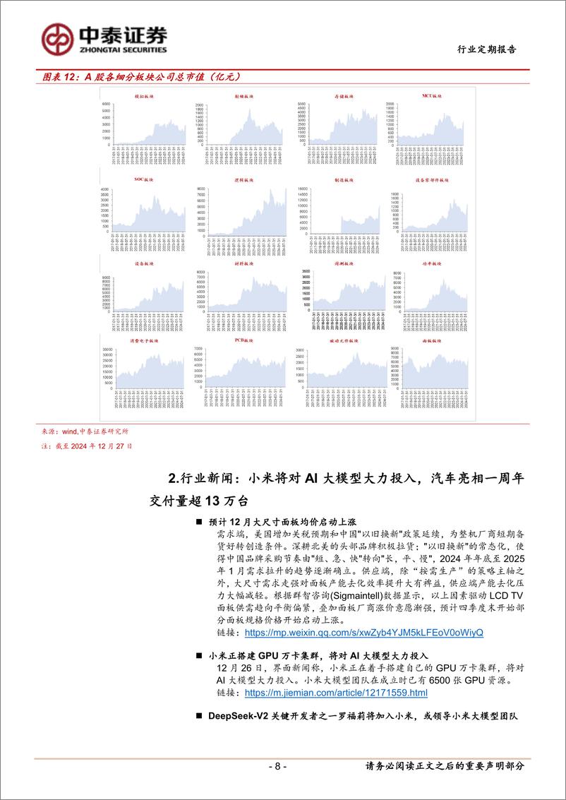 《电子行业：CES＋2025即将召开，AI仍是市场主线-241229-中泰证券-14页》 - 第8页预览图