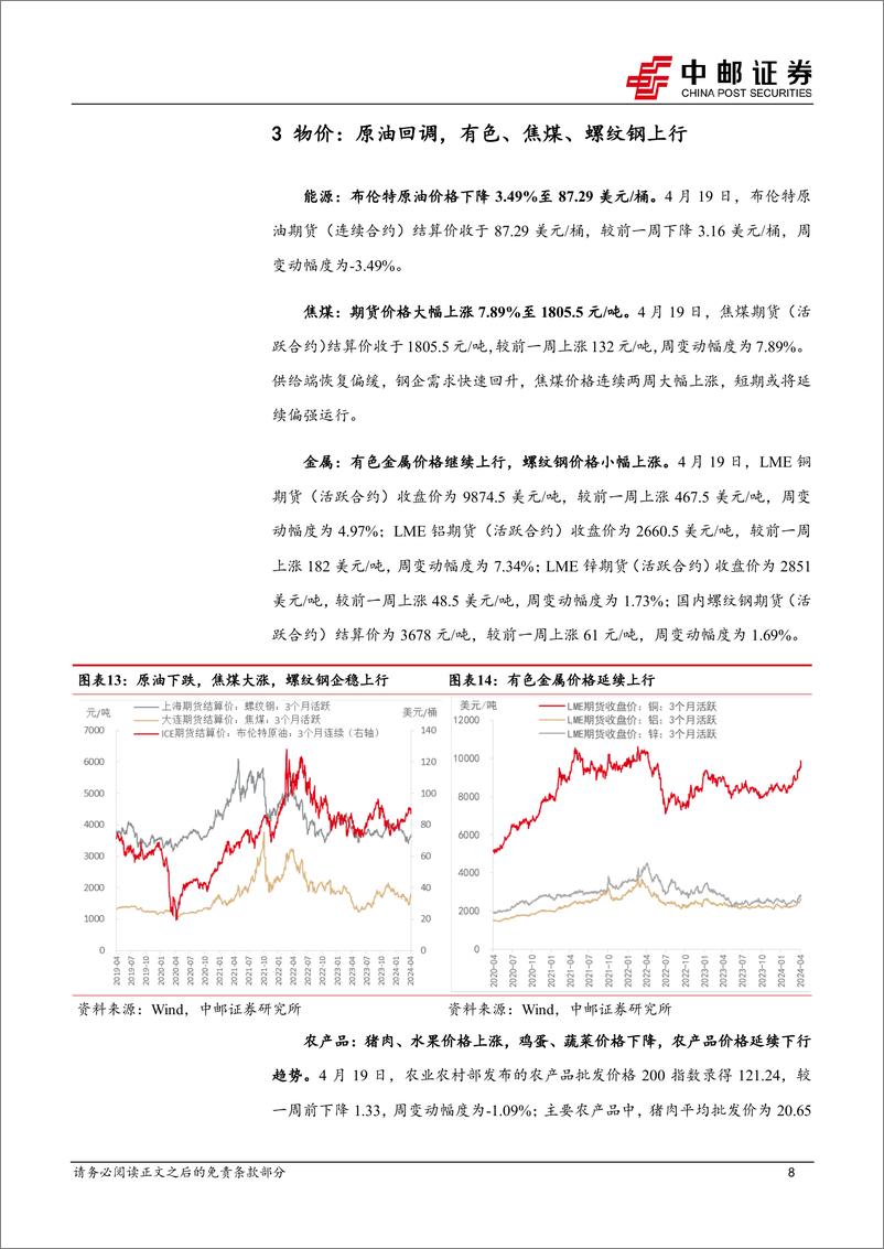 《高频数据跟踪：大宗商品涨价势头不减，航运指数企稳上行-240421-中邮证券-13页》 - 第8页预览图