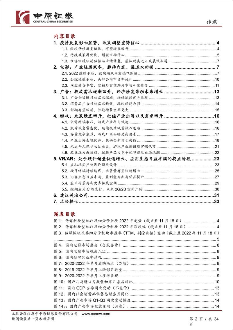 《传媒行业年度策略：文化消费静待回暖，虚拟现实迎新机遇-20221125-中原证券-32页》 - 第3页预览图