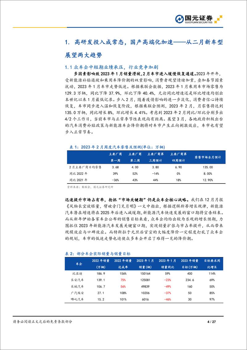 《汽车行业月度报告：从二月新车型展望两大趋势，高研发投入成常态，国产高端化加速-20230306-国元证券-27页》 - 第5页预览图