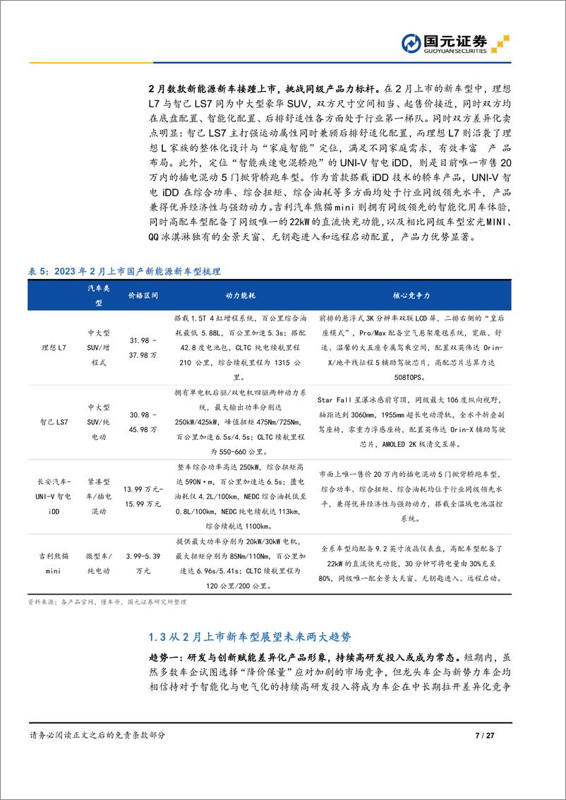 《汽车行业月度报告：从二月新车型展望两大趋势，高研发投入成常态，国产高端化加速-20230306-国元证券-27页》 - 第8页预览图