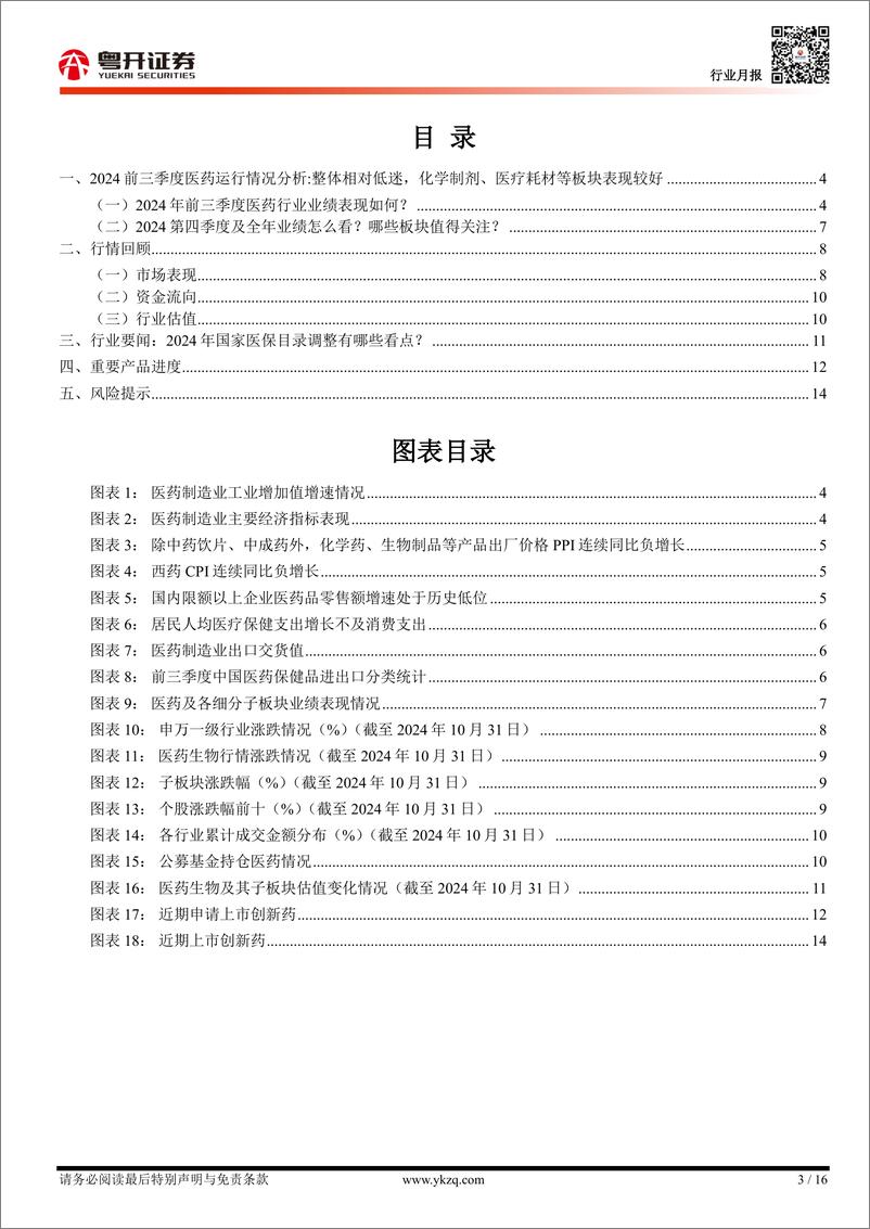 《【粤开医药】医药行业2024年前三季度运行情况分析-241104-粤开证券-16页》 - 第3页预览图