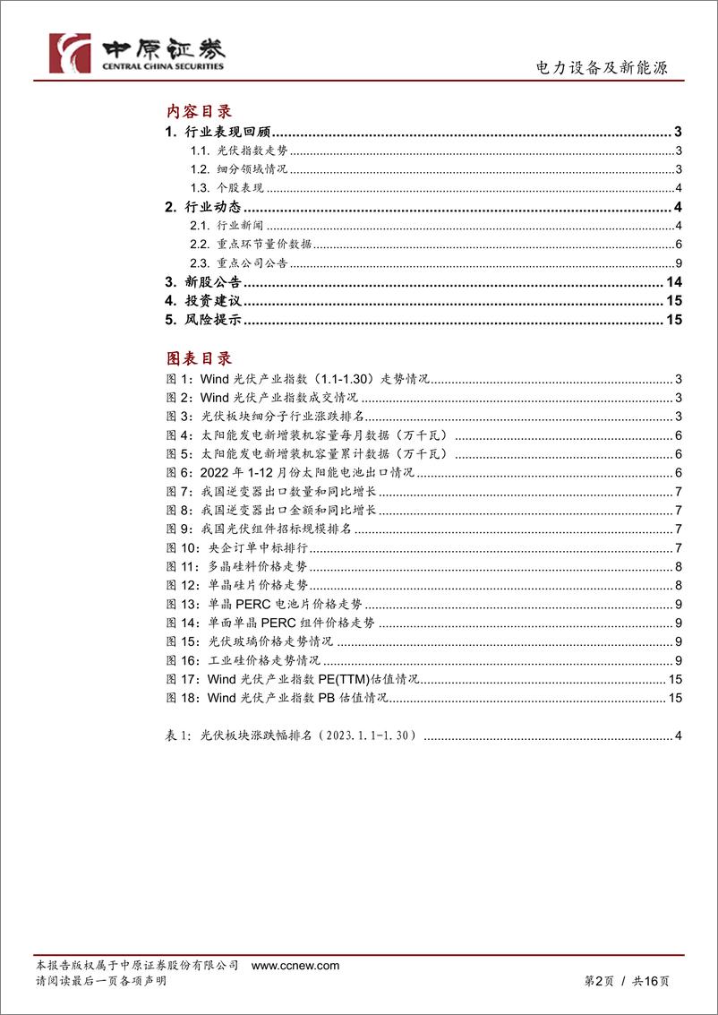 《光伏行业月报：2022年国内新增光伏装机87.41GW，产业链迅速降价有望促使淡季不淡-20230131-中原证券-16页》 - 第3页预览图