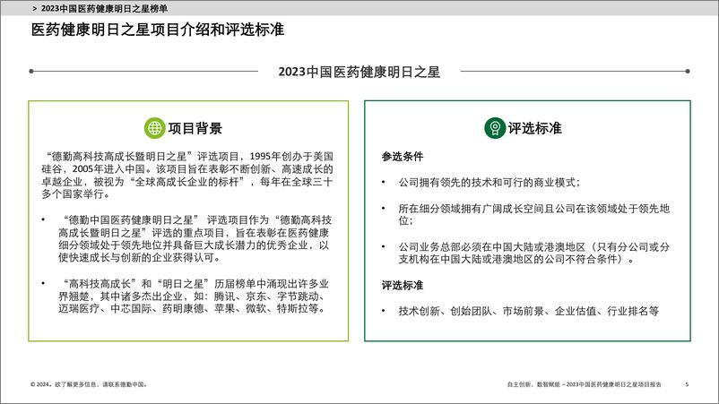 《自主创新，数智赋能——2023中国医药健康明日之星项目报告》 - 第5页预览图