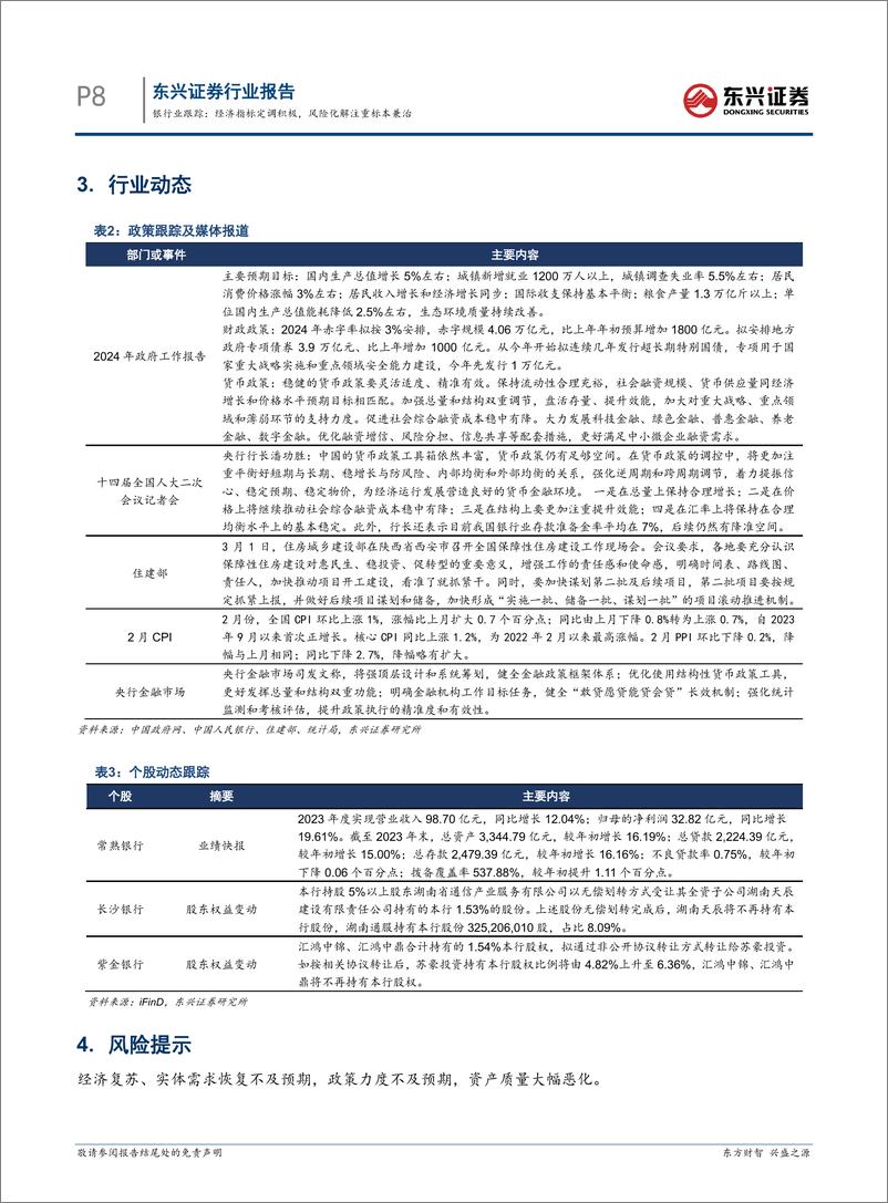 《银行业跟踪：经济指标定调积极，风险化解注重标本兼治-240311-东兴证券-11页》 - 第8页预览图