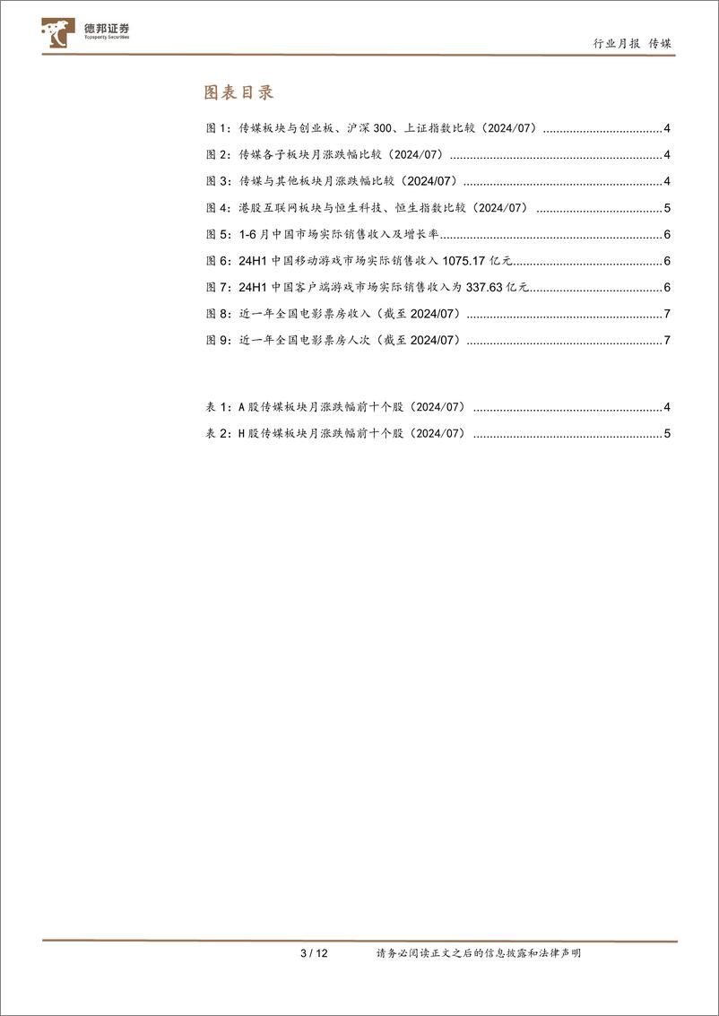 《传媒互联网行业7月报：AI创新成果涌现，政策推动传媒消费内需增长-240811-德邦证券-12页》 - 第3页预览图