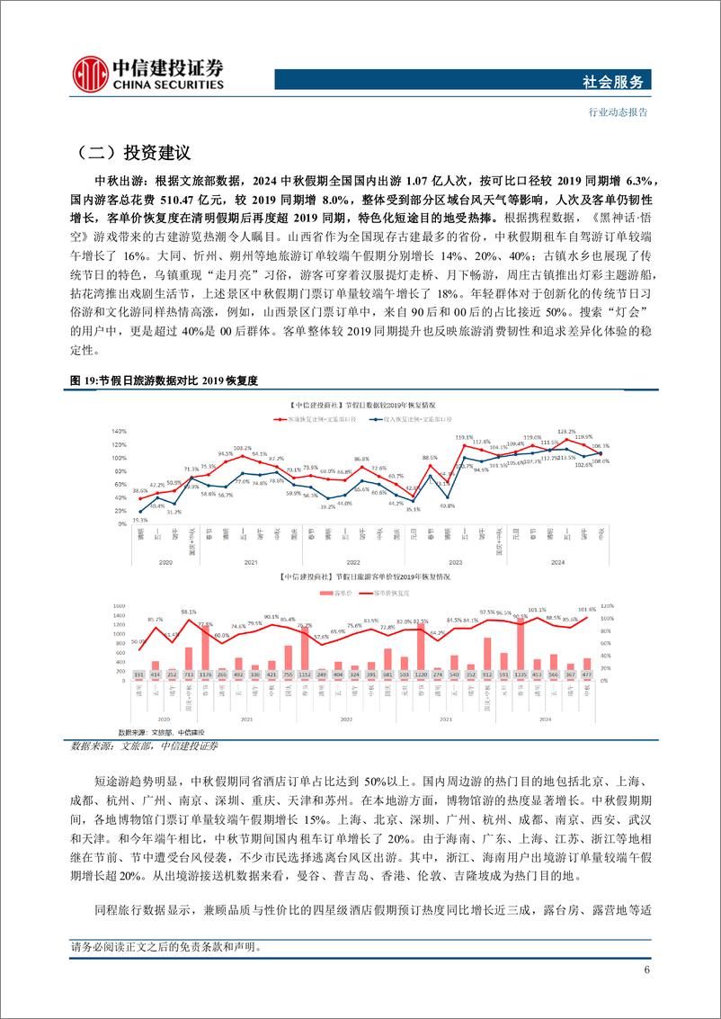 《社会服务行业：中秋国内游天气影响下较2019稳健增长，客单修复关注量价新均衡-240919-中信建投-27页》 - 第8页预览图