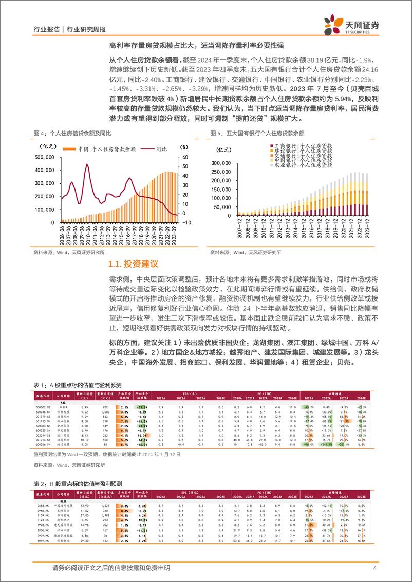 《房地产行业报告：住房信贷继续少增，“提前还贷”或有升温-240714-天风证券-15页》 - 第4页预览图