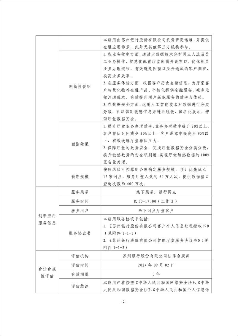 《金融科技创新应用声明书_基于大数据技术的智能化厅堂服务》 - 第2页预览图