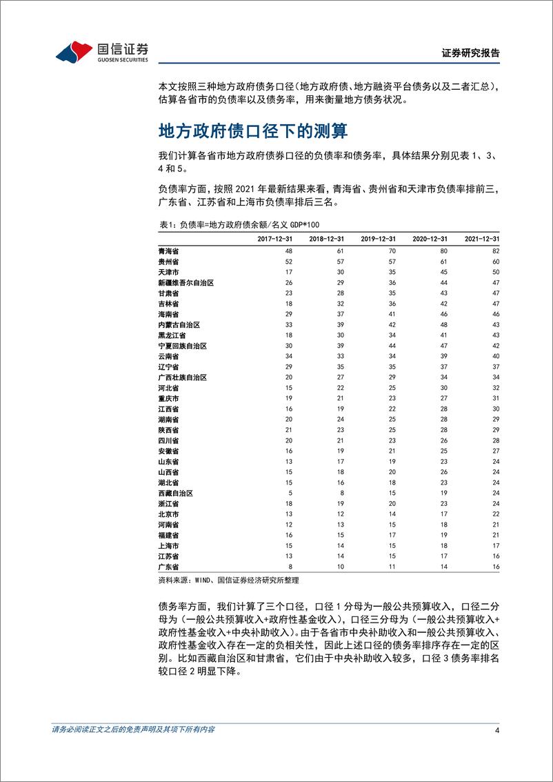 《固定收益专题研究：各省市地方债务水平测算-20220918-国信证券-21页》 - 第5页预览图