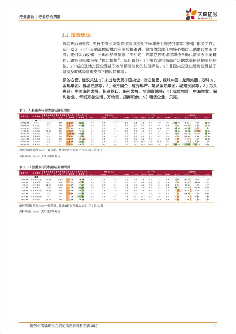 《房地产行业地产开发24年中报综述：亏损加剧，负债收缩-240902-天风证券-18页》 - 第7页预览图