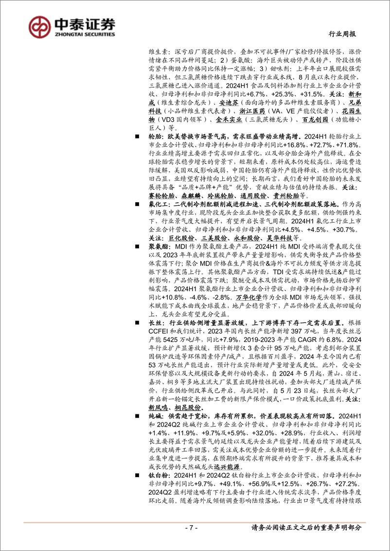 《基础化工行业：地产增量政策频出；巴斯夫延迟复产或开启维生素新一轮上涨-241020-中泰证券-27页》 - 第7页预览图