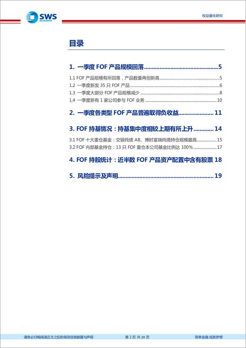 《2022年1季度FOF季报分析：一季度公募FOF产品规模业绩双降-20220425-申万宏源-20页》 - 第3页预览图