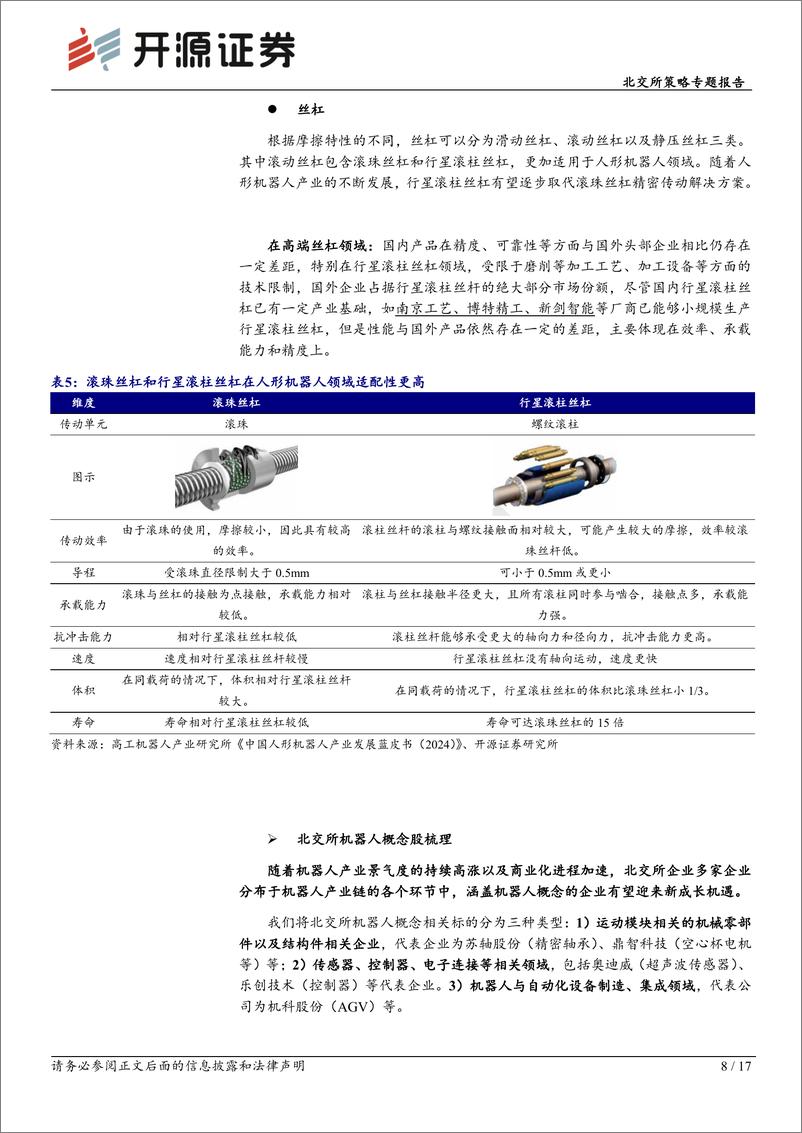 《北交所科技新产业跟踪第三十二期：首个通用机器人母平台“天工”亮相WRC，北交所机器人产业链再挖掘-240825-开源证券-17页》 - 第8页预览图