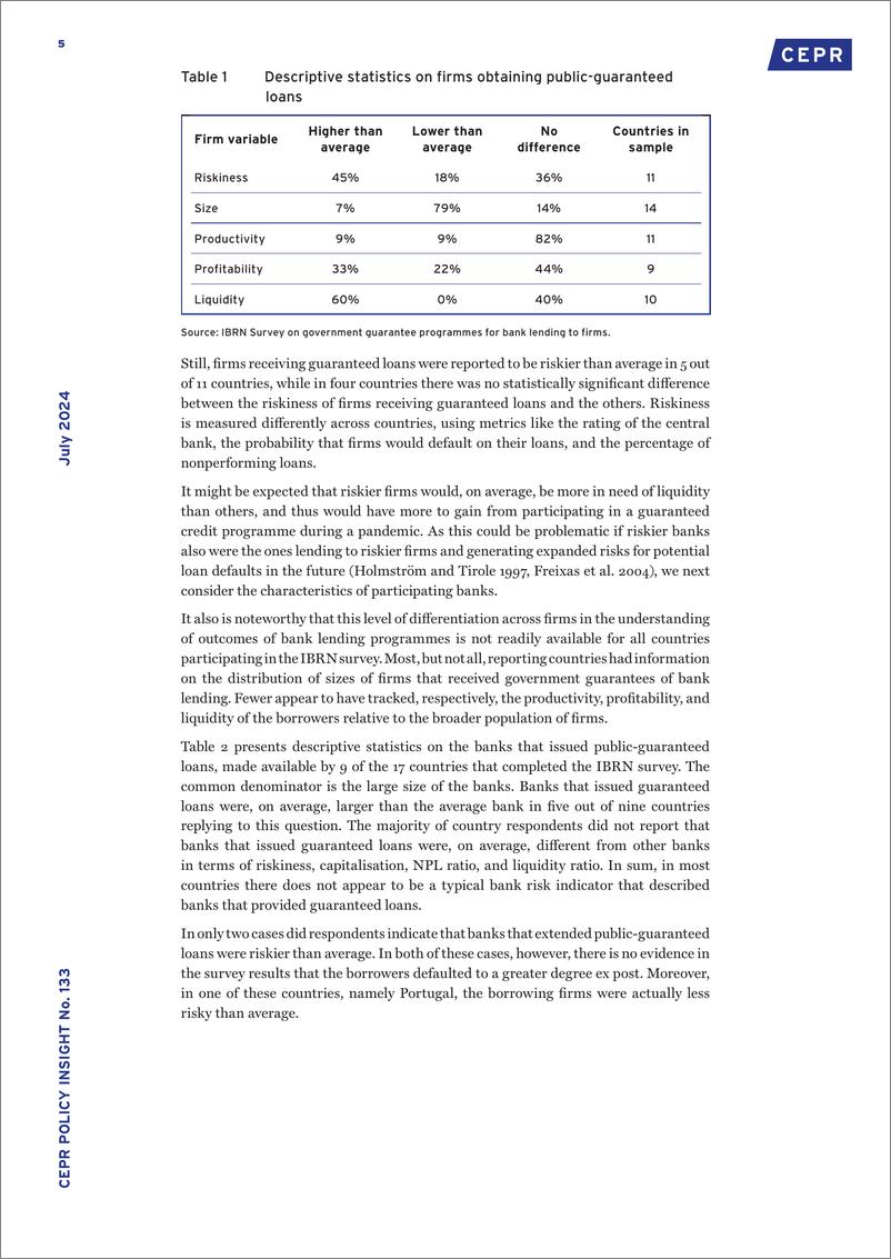 《CEPR-政府对银行向企业贷款的担保计划：未来政策制定者的经验教训（英）-2024.7-13页》 - 第5页预览图