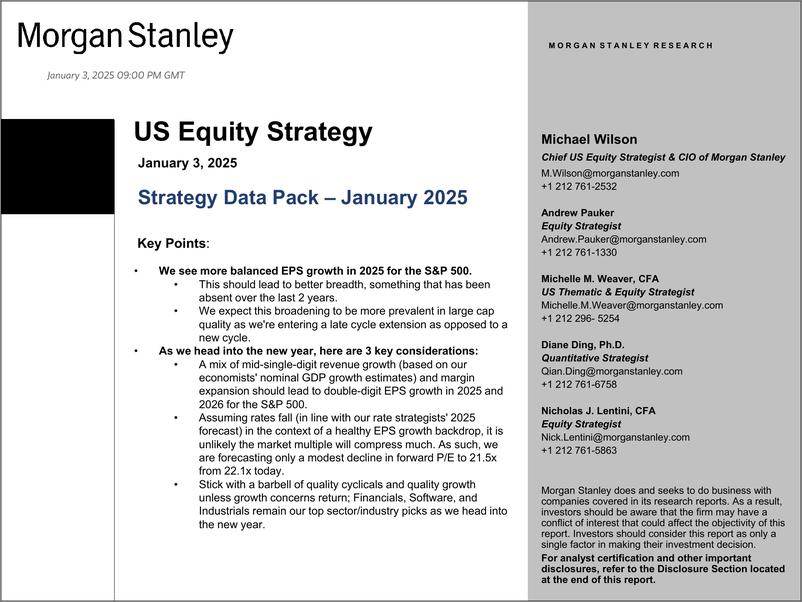 《Morgan Stanley-US Equity Strategy Strategy Data Pack – January 2025-112598977》 - 第1页预览图