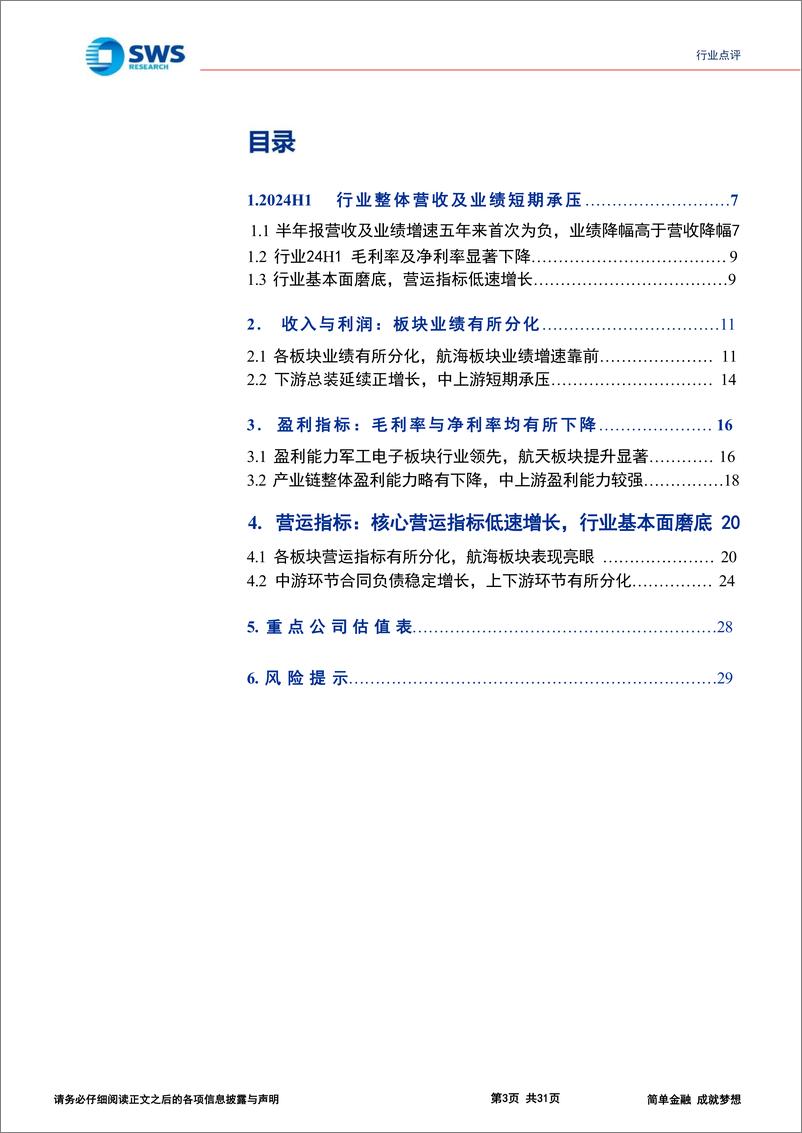 《国防军工行业2024年半年报总结：行业整体业绩短期承压，关注长期投资机会-240903-申万宏源-31页》 - 第3页预览图