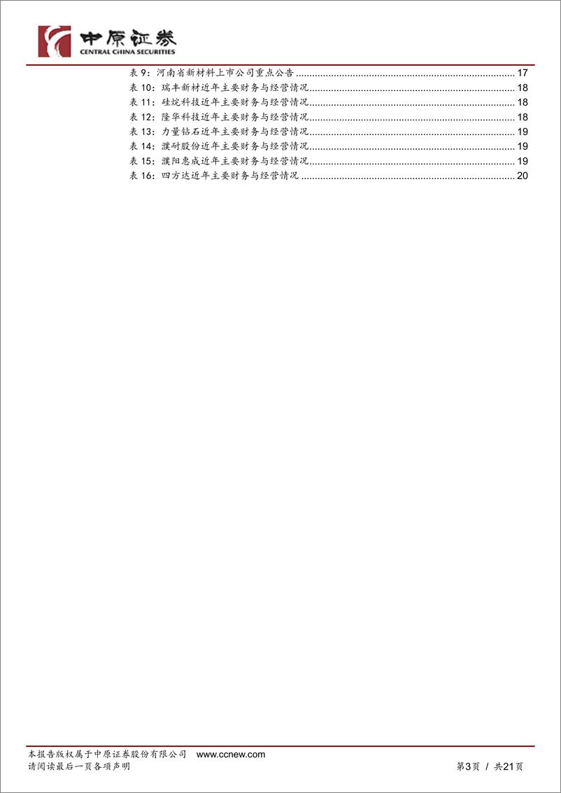 《新材料行业月报：超硬制品出口景气，精细化工创新发展方案发布-240716-中原证券-21页》 - 第3页预览图