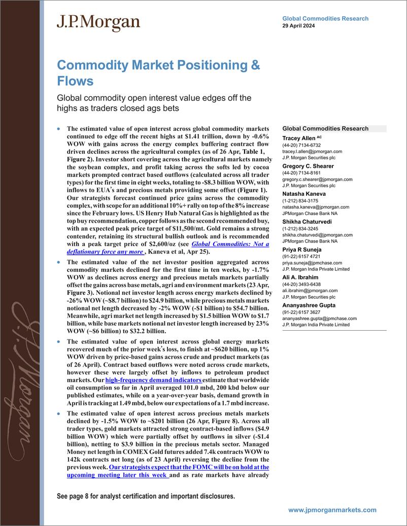 《JPMorgan Econ  FI-Commodity Market Positioning  Flows Global commodity open i...-107902385》 - 第1页预览图