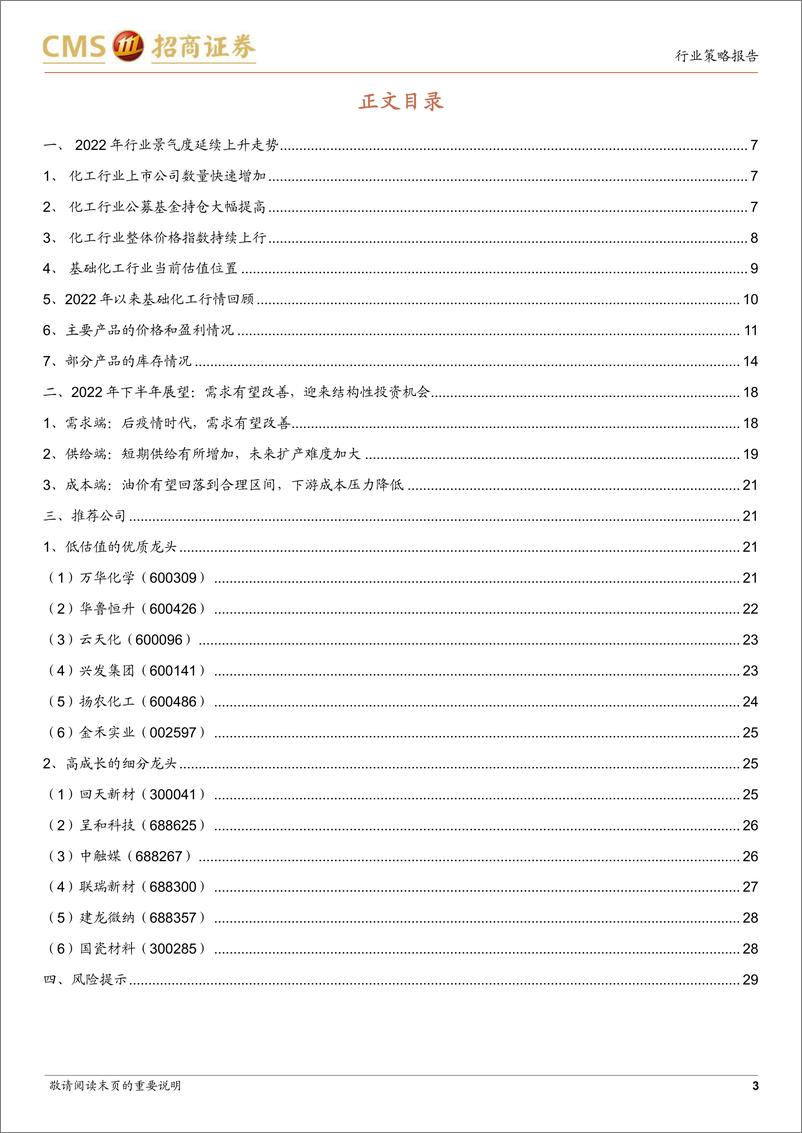 《基础化工行业2022年中期投资策略：大宗成本压力有望缓解，关注低估值高成长细分龙头-20220627-招商证券-30页》 - 第4页预览图